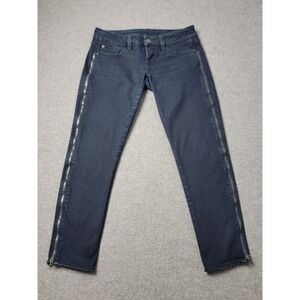 Chevignon Women Jeans 8 Dark Wash Side Zip Skinny‎ Stretch Denim
